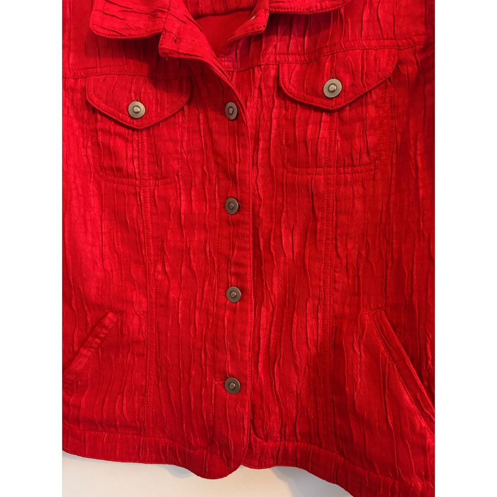 Ruby Rd Womens Red Crinkle Texture Button Front J… - image 7